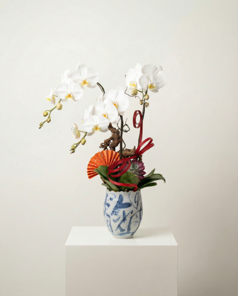 瑞雪迎春 ‧ 高雅純白蝴蝶蘭