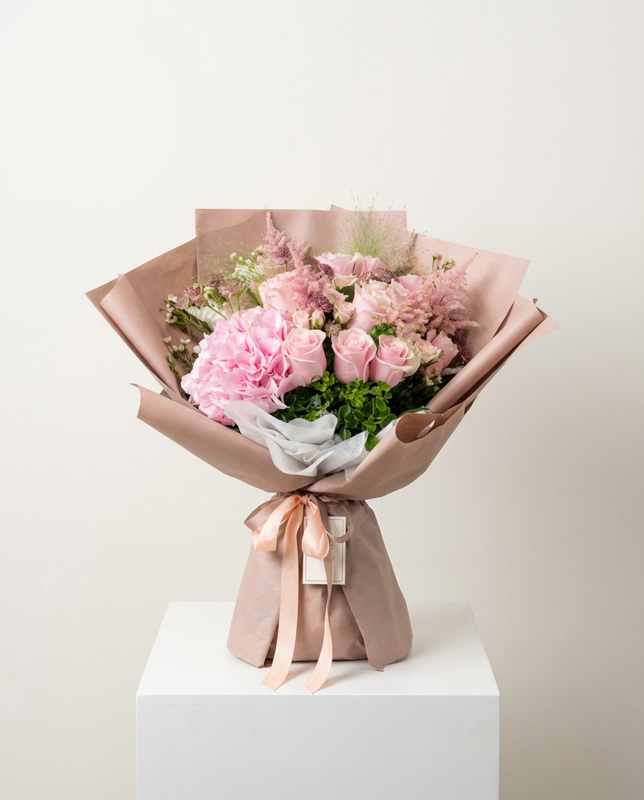 繁花似錦 - 越南繡球配淺粉玫瑰