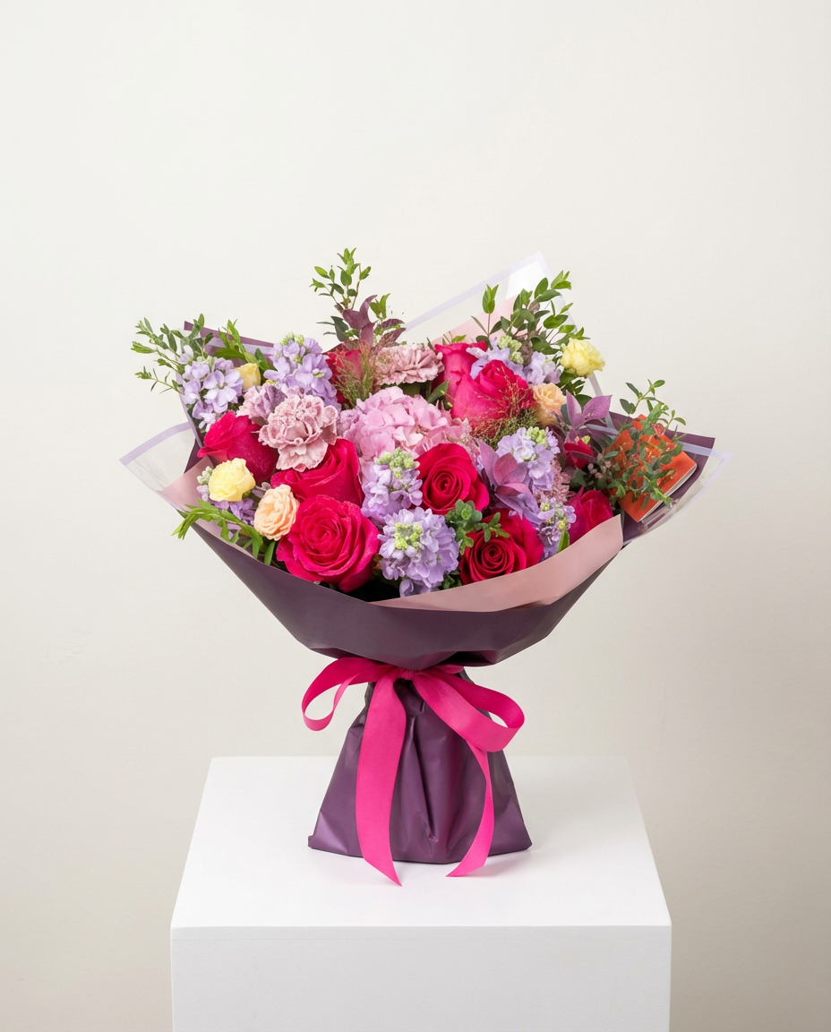 濃情蜜意 - 紅玫瑰與紫色射香